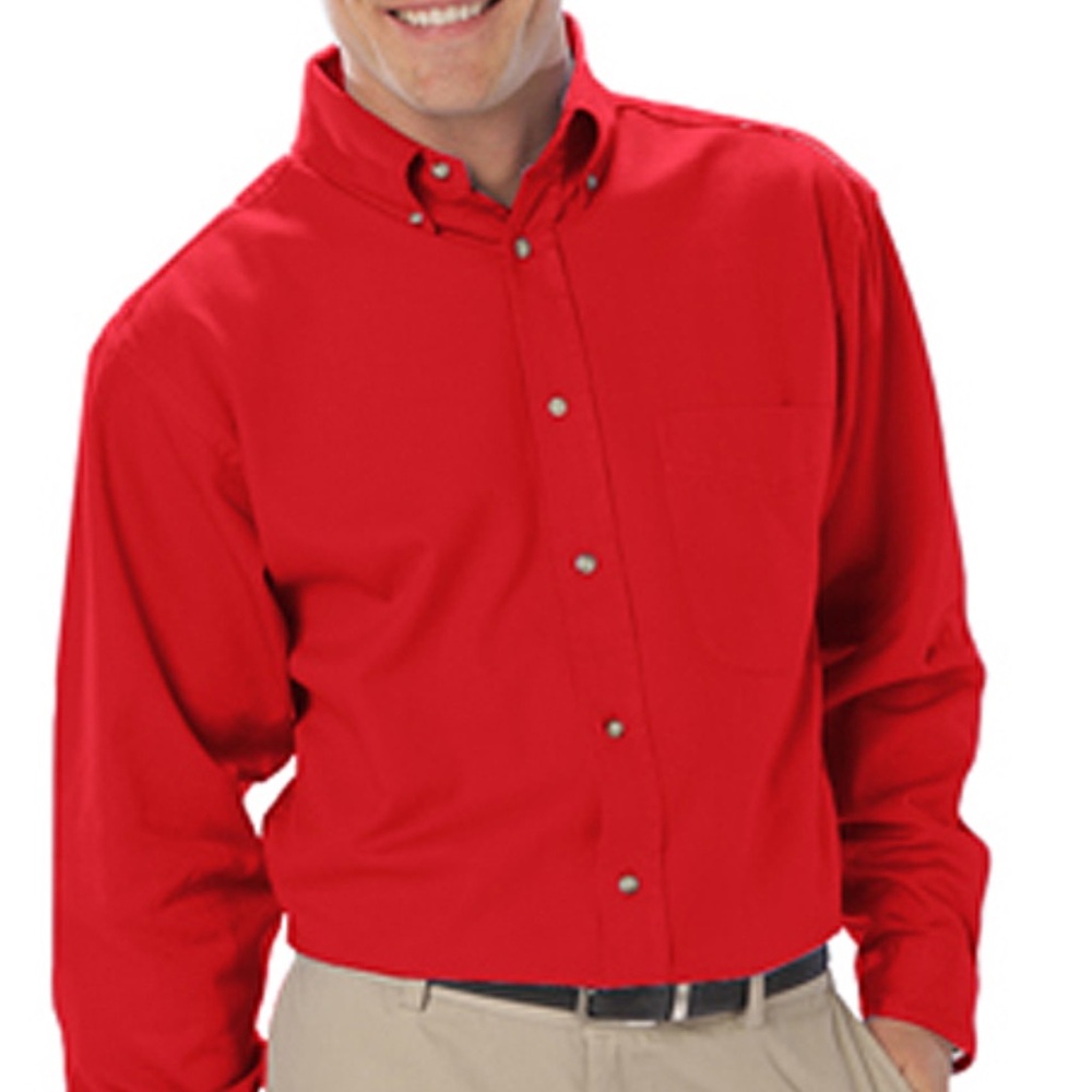 CLUB ROOM Red Button Down Shirt L Large 100% Cotton EUC $75